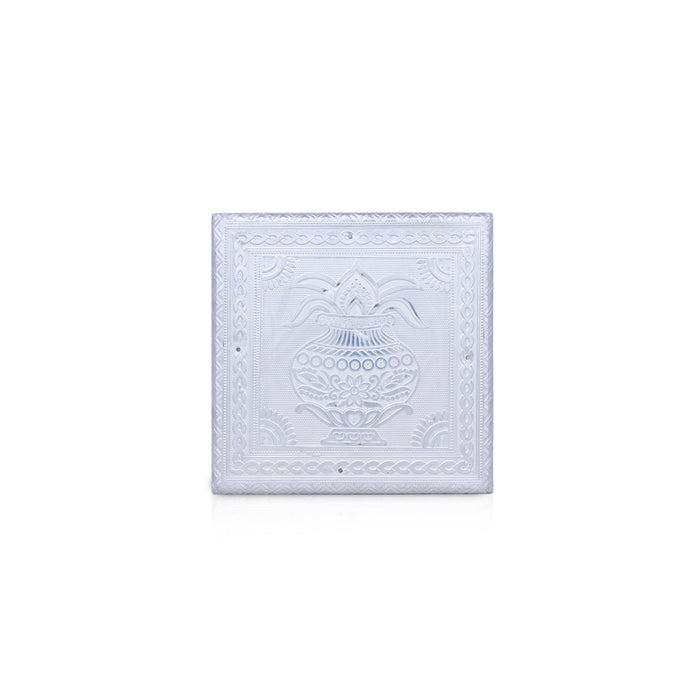 Chowki - 8 x 8 Inches | Silver Polish Bajot/ Wooden Manai for Pooja/ 925 Gms Approx