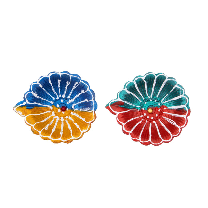 Decorative Diya Set - 4 Pcs | Clay Lamp/ Agal Deep for Pooja