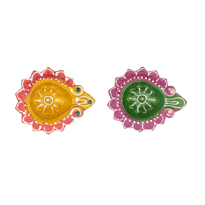 Decorative Diya Set - 4 Pcs | Clay Lamp/ Agal Deep for Pooja