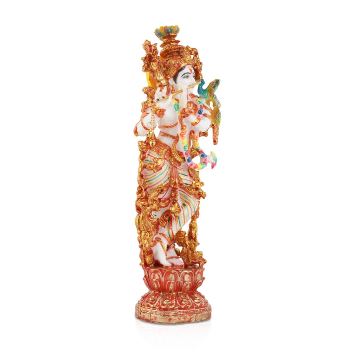 Krishna Murti Standing On Base - 13 X 5 Inches | Marble Dust Murti/ Krishna Idol For Worship And Home Decor