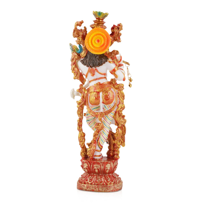 Krishna Murti Standing On Base - 13 X 5 Inches | Marble Dust Murti/ Krishna Idol For Worship And Home Decor