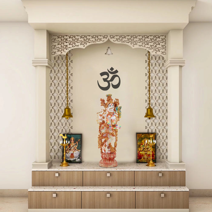 Krishna Murti Standing On Base - 13 X 5 Inches | Marble Dust Murti/ Krishna Idol For Worship And Home Decor
