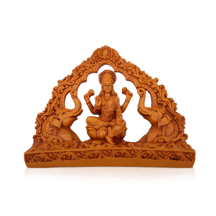 Gajalakshmi Statue - 8 x 10 Inches | Resin Statue/ Wooden Polish Gajalaxmi Idol for Pooja