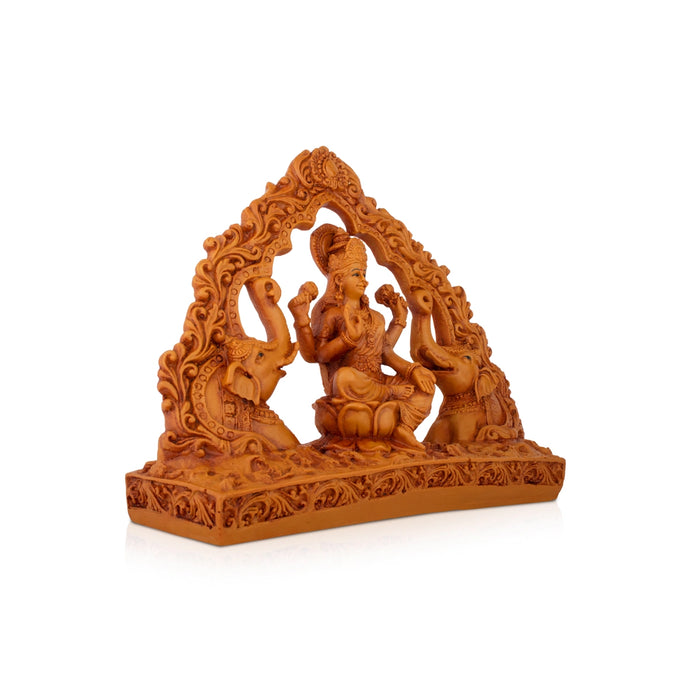 Gajalakshmi Statue - 8 x 10 Inches | Resin Statue/ Wooden Polish Gajalaxmi Idol for Pooja