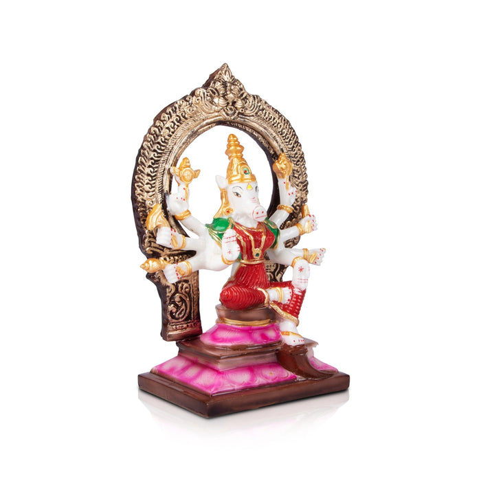 Varahi Idol With Arch - 9 x 6.5 Inches | Resin Statue/ Varahi Amman Statue for Worship