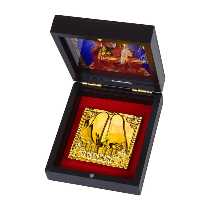 Pooja Box - 1.5 x 4 x 4.5 Inches | Charan Paduka Box/ Maha Periyava Frame With Padham Box for Pooja