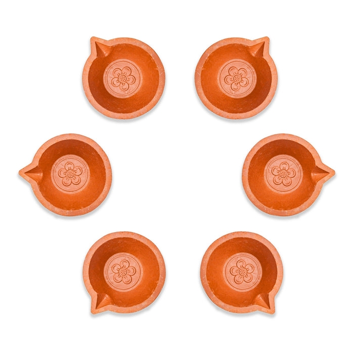 Kartik Deepam Set - 1 x 2.75 Inches | 6 Pcs/ Agal Vilakku/ Clay Karthik Deepam for Pooja