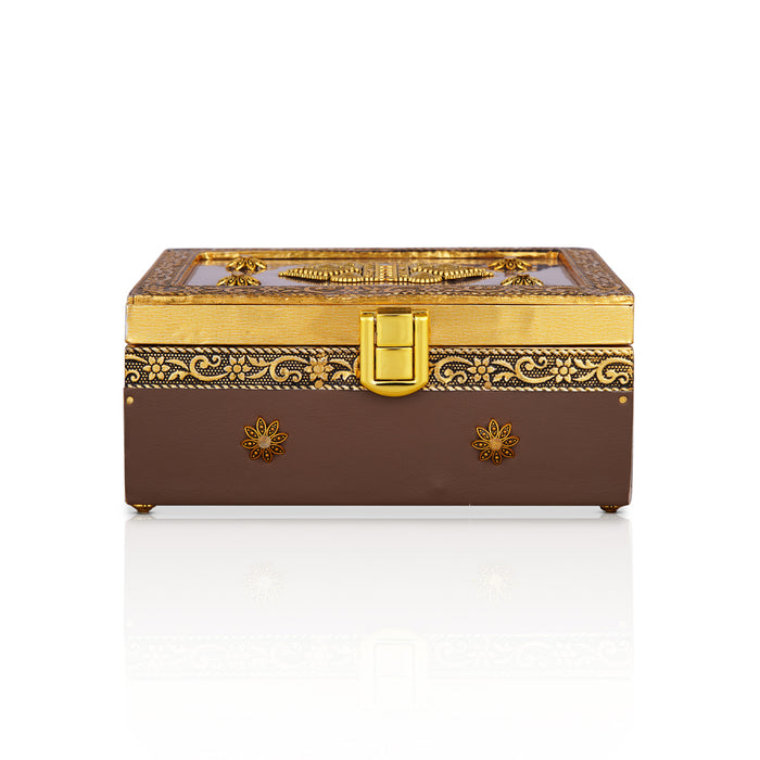 Jewel box - 3 x 6 Inches | Decorative Storage Box/ Pooja box/ Wooden Container for Women