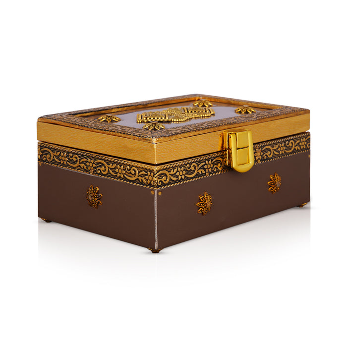Jewel box - 3 x 6 Inches | Decorative Storage Box/ Pooja box/ Wooden Container for Women