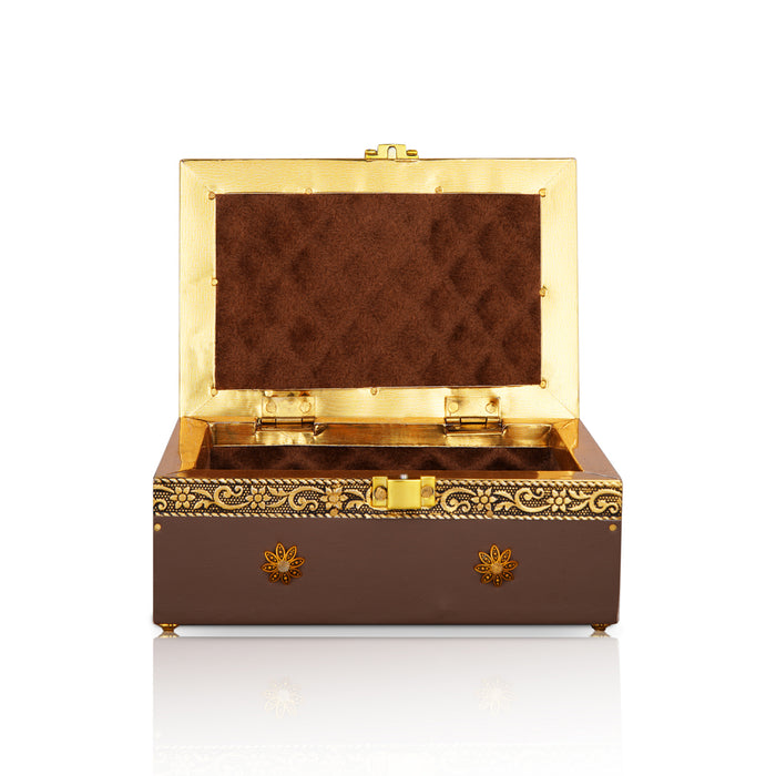 Jewel box - 3 x 6 Inches | Decorative Storage Box/ Pooja box/ Wooden Container for Women