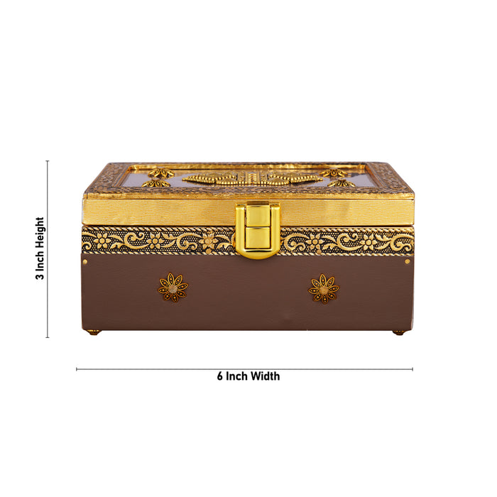 Jewel box - 3 x 6 Inches | Decorative Storage Box/ Pooja box/ Wooden Container for Women