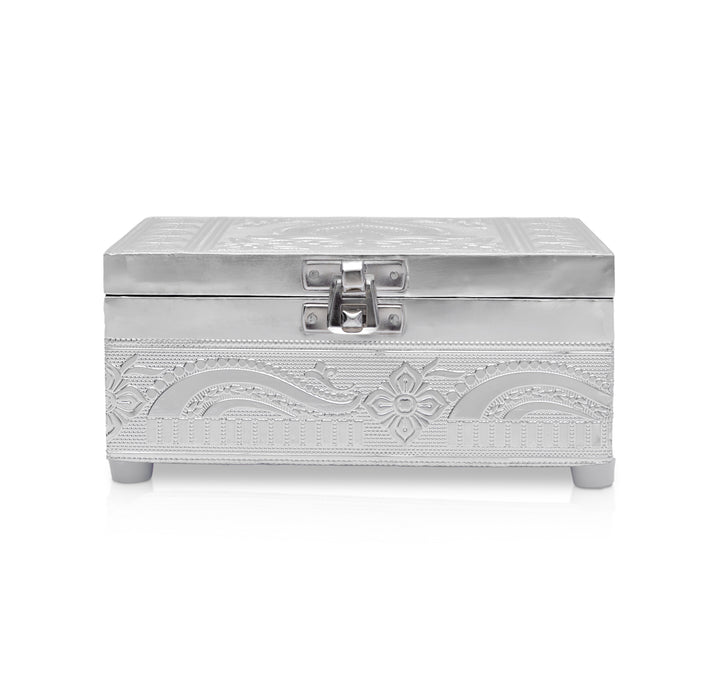 Pooja Box - 3 x 6 Inches | Siver Polish Jewel Box/ Storage Box for Ladies & Gifting