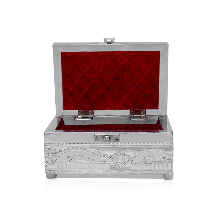 Pooja Box - 3 x 6 Inches | Siver Polish Jewel Box/ Storage Box for Ladies & Gifting