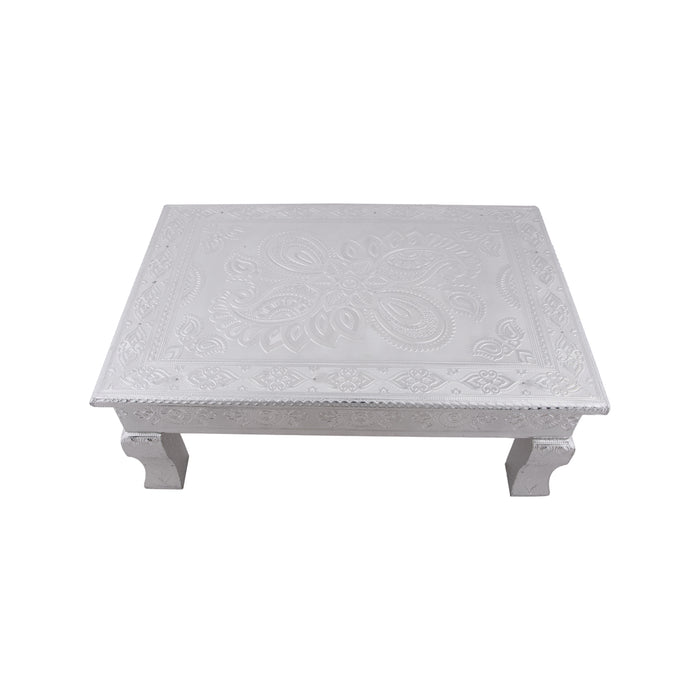Pooja Chowki - 12 x 18 Inches | Bajot/ Manai Palagai/ Silver Polish Patla For Rituals And Pooja