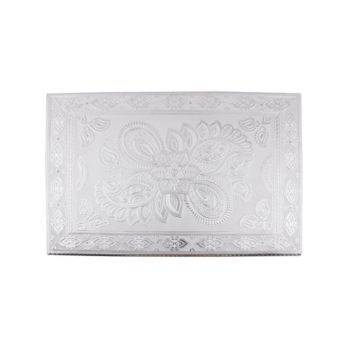 Pooja Chowki - 12 x 18 Inches | Bajot/ Manai Palagai/ Silver Polish Patla For Rituals And Pooja