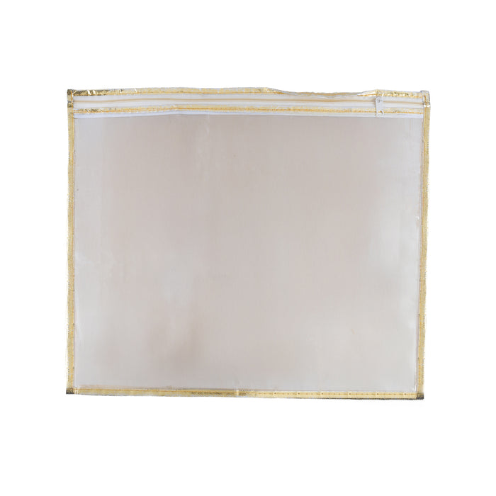 Saree Pouch - 17 x 14 Inches | 4 Pcs Set / Jari Pattern Saree Organizer / Transparent Zip Storage Bag