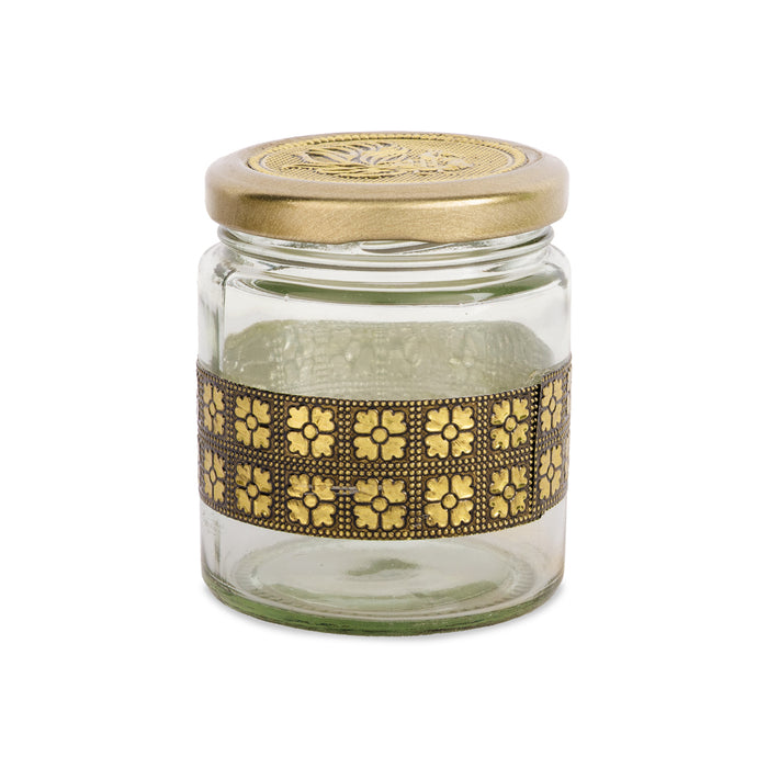 Pet Jar - 4 x 4 Inches | Golden Meenakari Peacock Design Storage Box/ Dry Fruit Box/ Gift Box for Festive Occasions