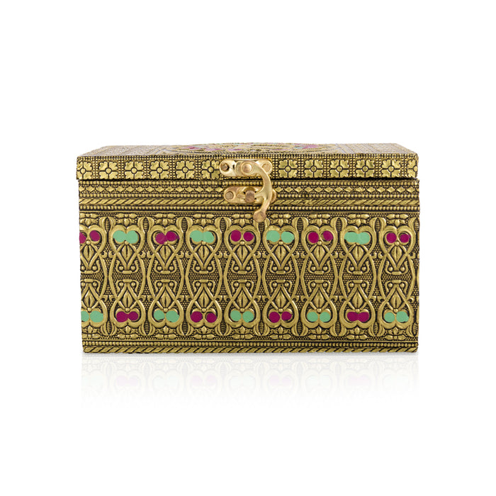 Pet Jar - 4 x 4 Inches | Decorative Dry Fruit Box/ Meenakari Peacock Design Gift Box/ Storage Box for Return Gifts