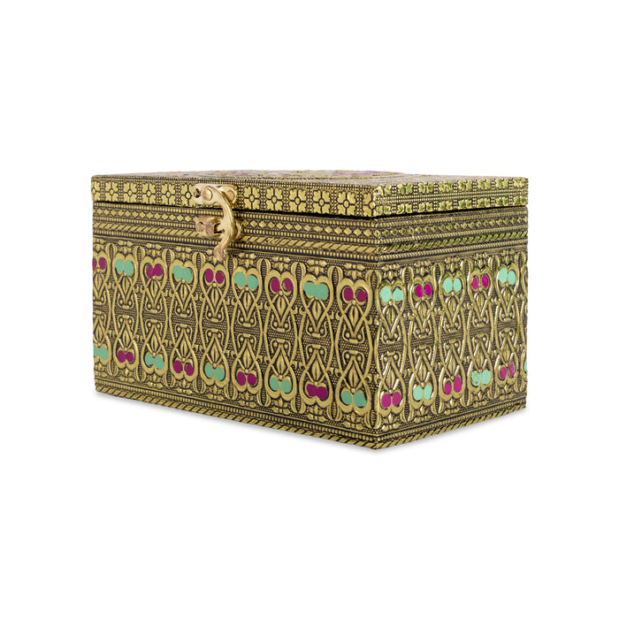 Pet Jar - 4 x 4 Inches | Decorative Dry Fruit Box/ Meenakari Peacock Design Gift Box/ Storage Box for Return Gifts