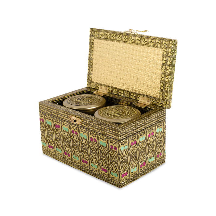 Pet Jar - 4 x 4 Inches | Decorative Dry Fruit Box/ Meenakari Peacock Design Gift Box/ Storage Box for Return Gifts