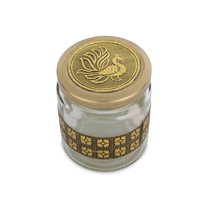 Pet Jar - 4 x 4 Inches | Decorative Dry Fruit Box/ Meenakari Peacock Design Gift Box/ Storage Box for Return Gifts