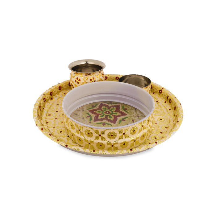 Karwachauth Thali Set - 12 Inches | Karva Chauth Pooja Thali Kit/ Vrata Set for Married Women & Festival Rituals