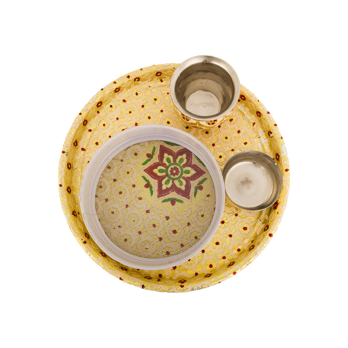 Karwachauth Thali Set - 12 Inches | Karva Chauth Pooja Thali Kit/ Vrata Set for Married Women & Festival Rituals