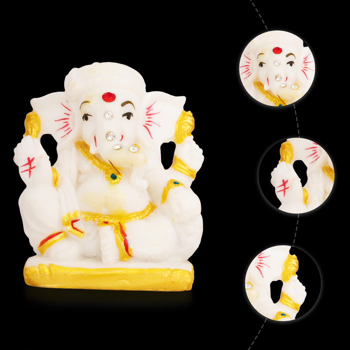 Ganapati Statue - 3 x 2.5 Inches | Resin Idol/ Ganesha Murti for Home, Pooja Room & Gifting