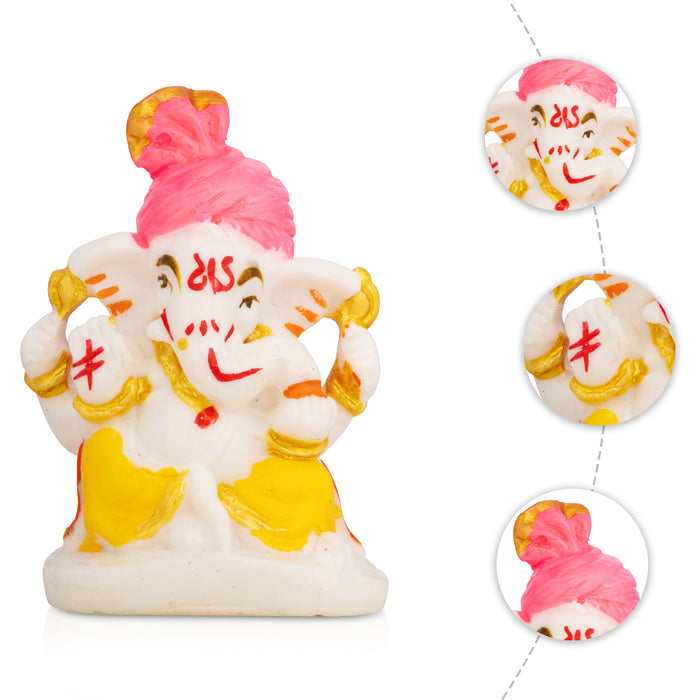 Ganesha Murti - 3 x 2 Inches | Resin Idol/ Vinayagar Statue For living Space & Pooja Decor
