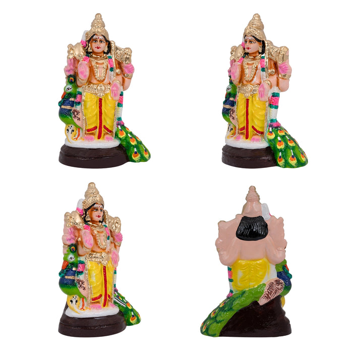 Murugan Valli Deivanai Statue Clay Golu Bommai Set-9 X 5.5 Inches | Navratri Gombe/Golu Doll For Navaratri Decor