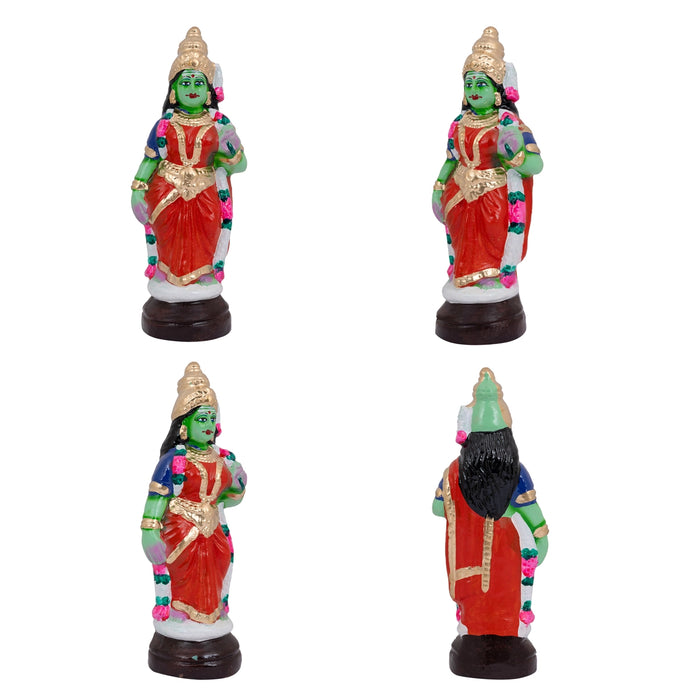 Murugan Valli Deivanai Statue Clay Golu Bommai Set-9 X 5.5 Inches | Navratri Gombe/Golu Doll For Navaratri Decor