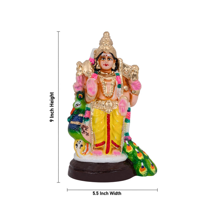 Murugan Valli Deivanai Statue Clay Golu Bommai Set-9 X 5.5 Inches | Navratri Gombe/Golu Doll For Navaratri Decor