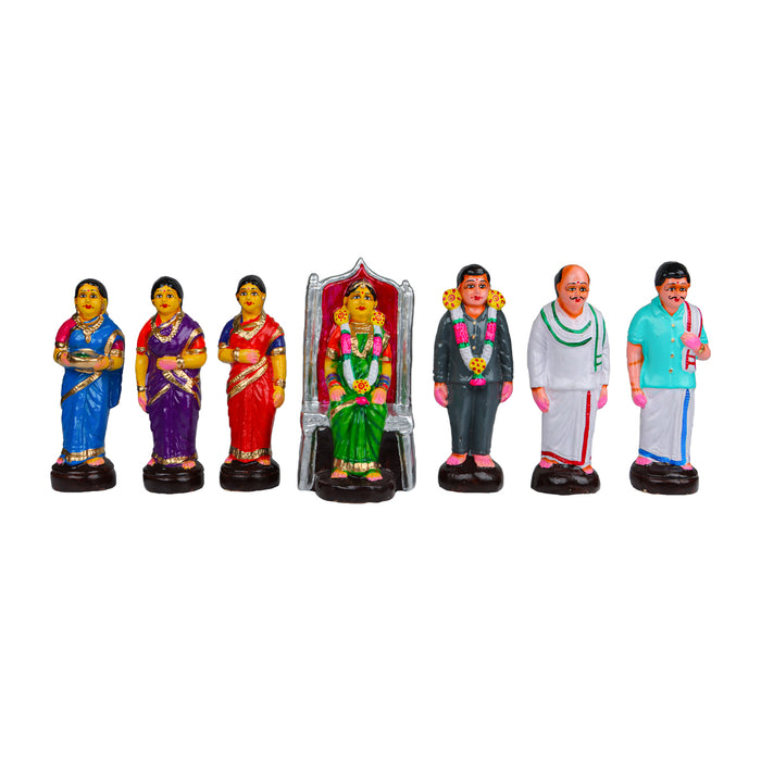 Valaikappu Clay Golu Bommai Set - 8 x 4 Inches | 17 Pcs/ Giri Golu Doll/ Navaratri Golu Bomma/ Gombe