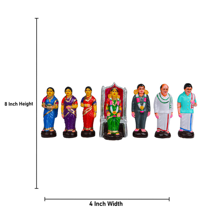 Valaikappu Clay Golu Bommai Set - 8 x 4 Inches | 17 Pcs/ Giri Golu Doll/ Navaratri Golu Bomma/ Gombe