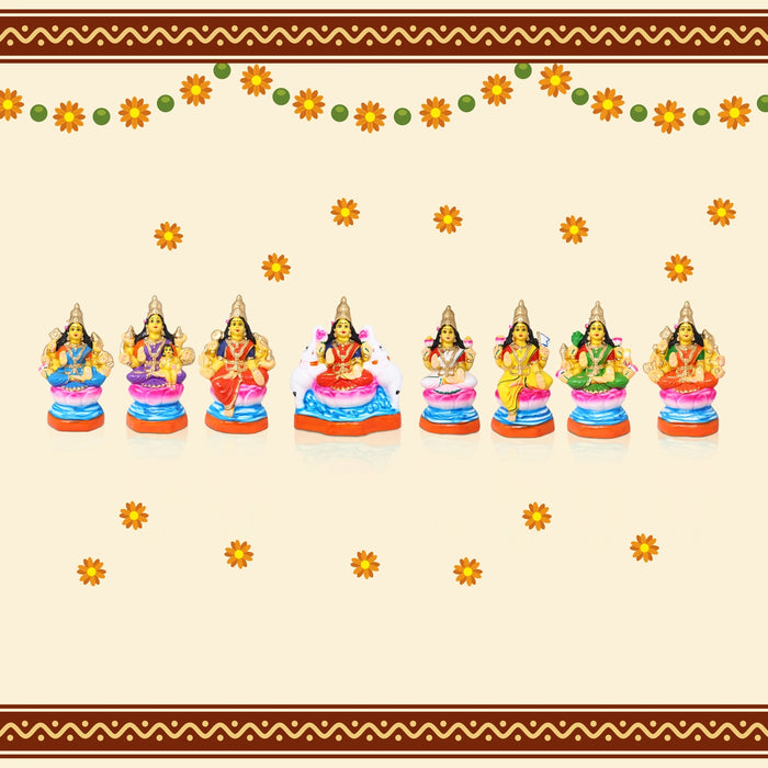 Ashtalakshmi Idol Paper Mache Golu Bommai Set - 9 X 6.5 Inch | Navratri Gombe/Giri Golu Doll For Navaratri Decor
