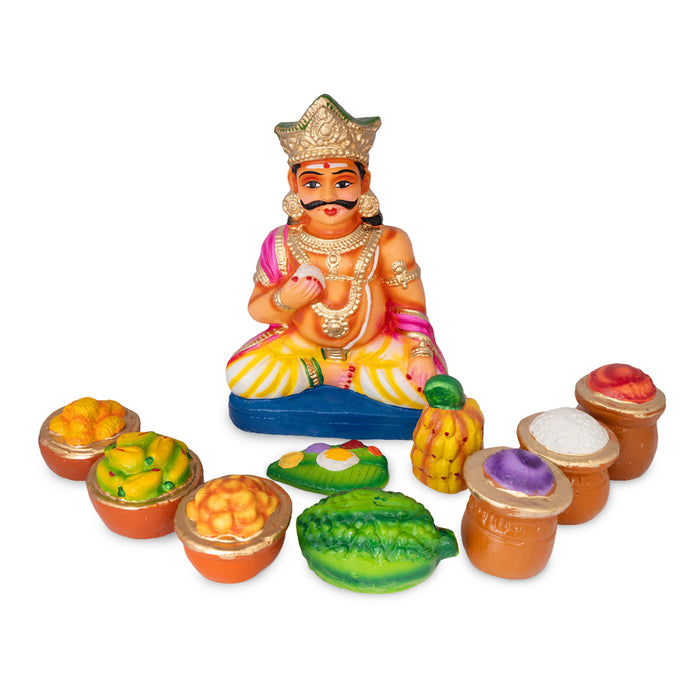 Maya Bazar Clay Golu Bommai Set - 12 x 8.5 Inches | Giri Golu Doll/ Navaratri Golu Bomma/ Gombe/ Bommai