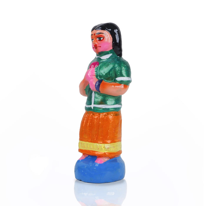 Panchumittai Clay Golu Bommai Set - 7.5 X 3 Inches | Navratri Gombe/ Golu Doll For Navaratri Decor