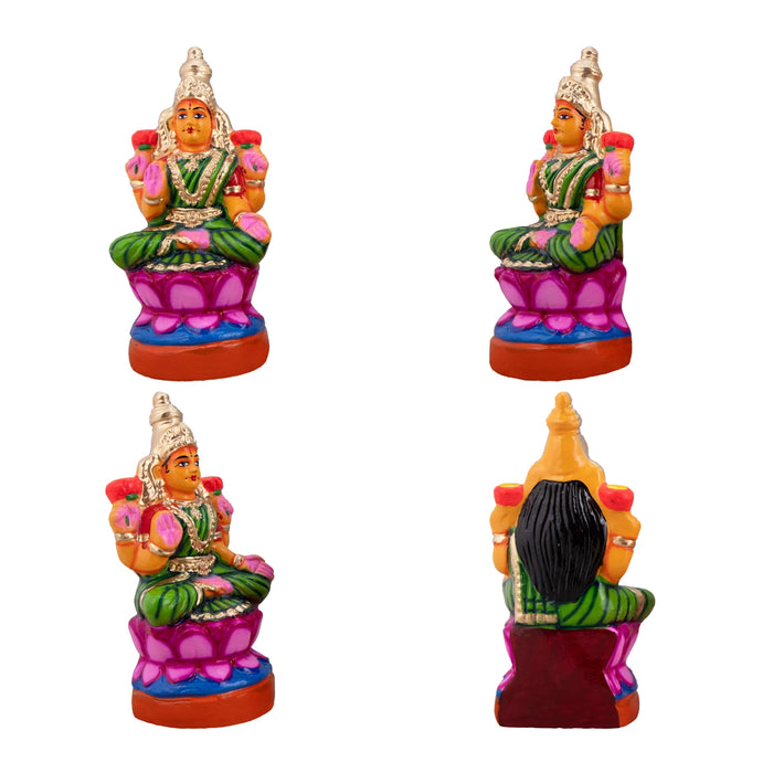 Lakshmi Ganesh Saraswati Idol Paper Mache Golu Bommai Set - 9 X 6 Inches | Navratri Gombe/ Golu Doll