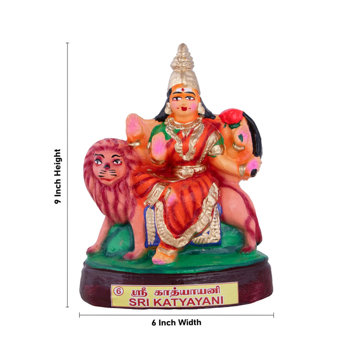 Nava Durga Clay Golu Bommai Set - 9 X 6 Inches | Navratri Gombe/ Golu Doll For Navaratri Decor