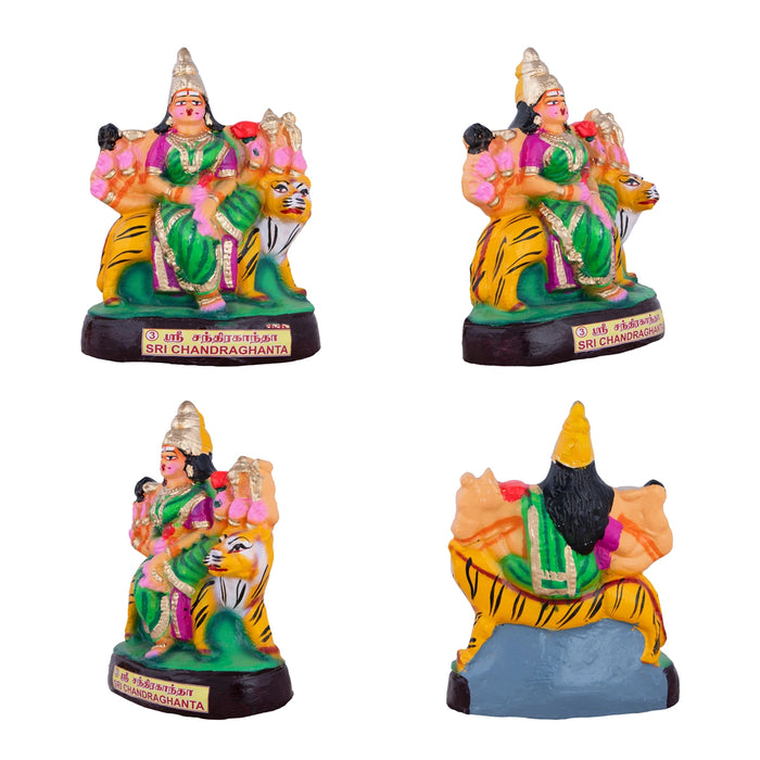 Nava Durga Clay Golu Bommai Set - 9 X 6 Inches | Navratri Gombe/ Golu Doll For Navaratri Decor