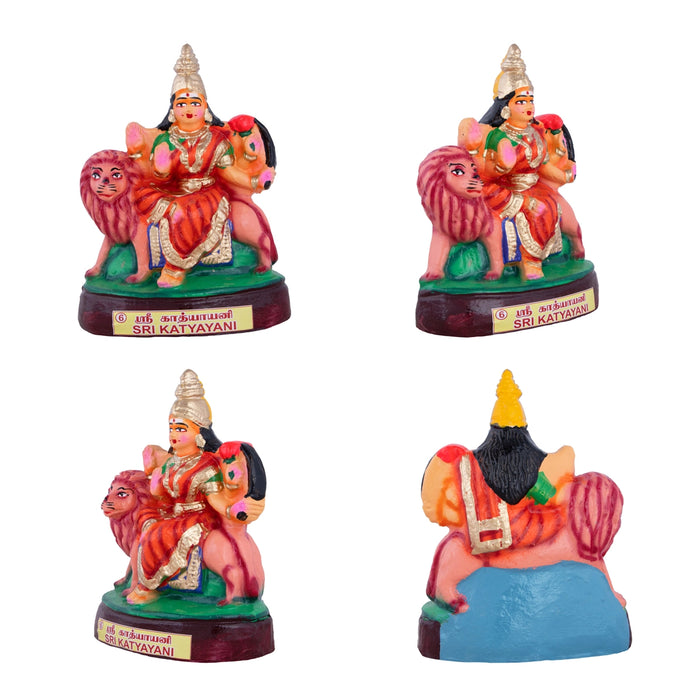 Nava Durga Clay Golu Bommai Set - 9 X 6 Inches | Navratri Gombe/ Golu Doll For Navaratri Decor