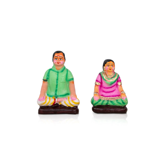 Engagement Clay Golu Bommai Set - 5 x 3 Inches | Giri Golu Doll/ Navaratri Golu Bomma/Gombe/Bommai
