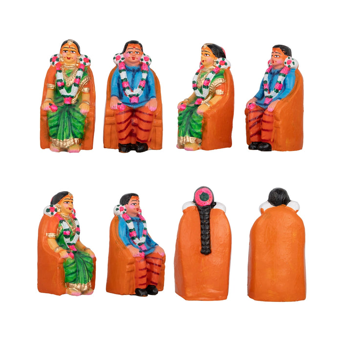 Engagement Clay Golu Bommai Set - 5 x 3 Inches | Giri Golu Doll/ Navaratri Golu Bomma/Gombe/Bommai