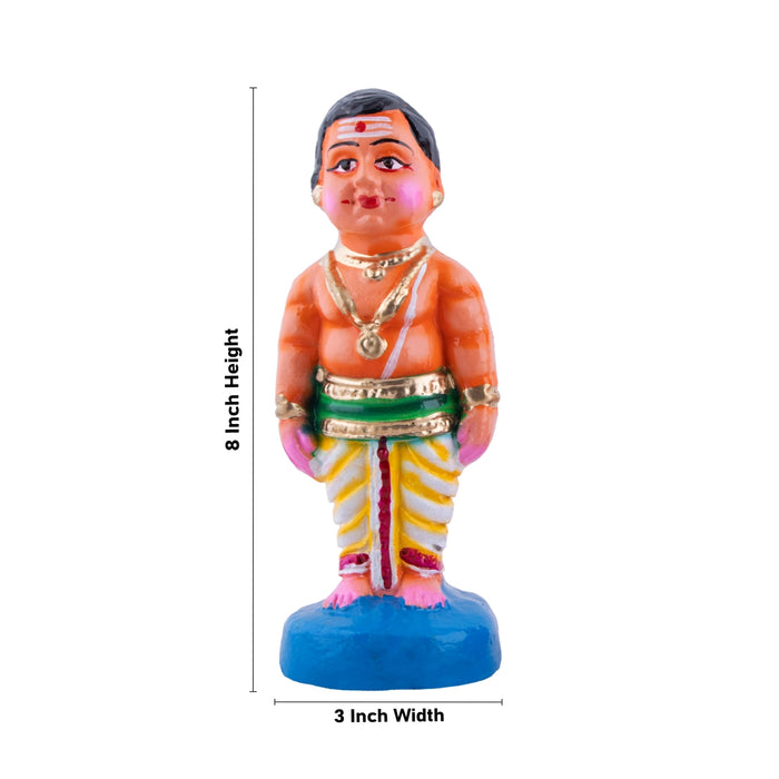 Young Couple Clay Golu Bommai Pair - 8 x 3 Inches | Giri Golu Doll/ Navaratri Golu Bomma/Gombe/Bommai