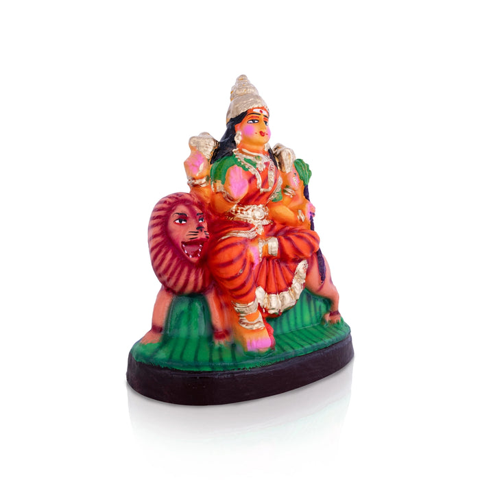 Durga Idol Clay Golu Bommai - 12 X 7 Inches | Navratri Gombe/ Giri Golu Doll For Navaratri Decor