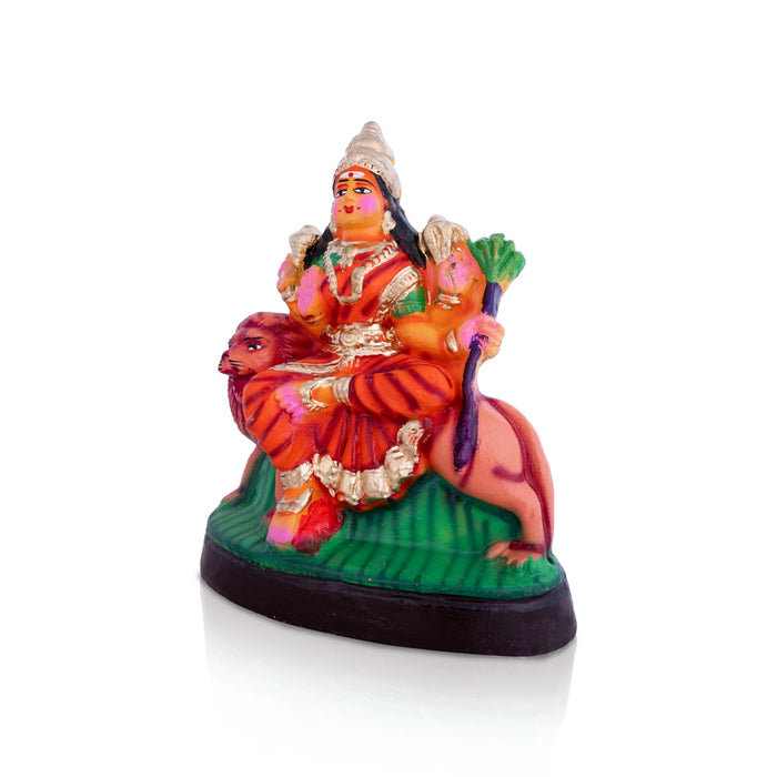 Durga Idol Clay Golu Bommai - 12 X 7 Inches | Navratri Gombe/ Giri Golu Doll For Navaratri Decor