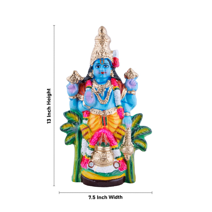 Satyanarayana Swamy Clay Golu Bommai - 13 X 7.5 Inches | Navratri Gombe/ Golu Doll For Navaratri Decor