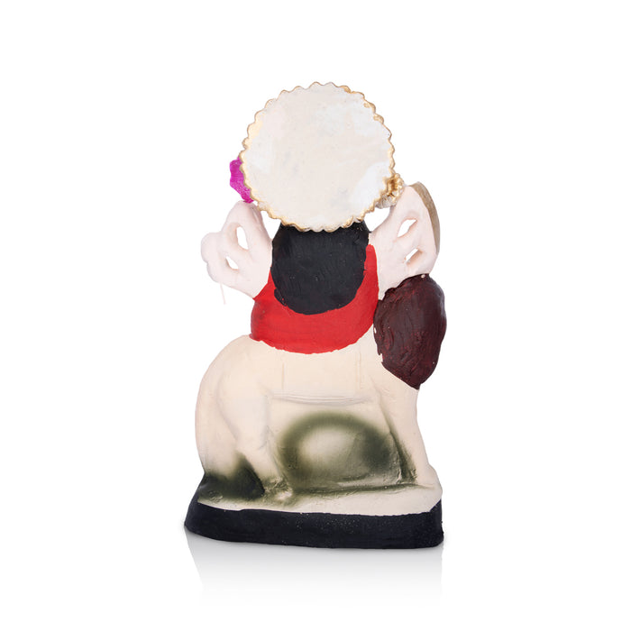 Durga Sitting On Lion Clay Golu Bommai - 9 x 5 Inches | Giri Golu Bommai/ Navaratri kolu Doll/Gombe/ Bommalu