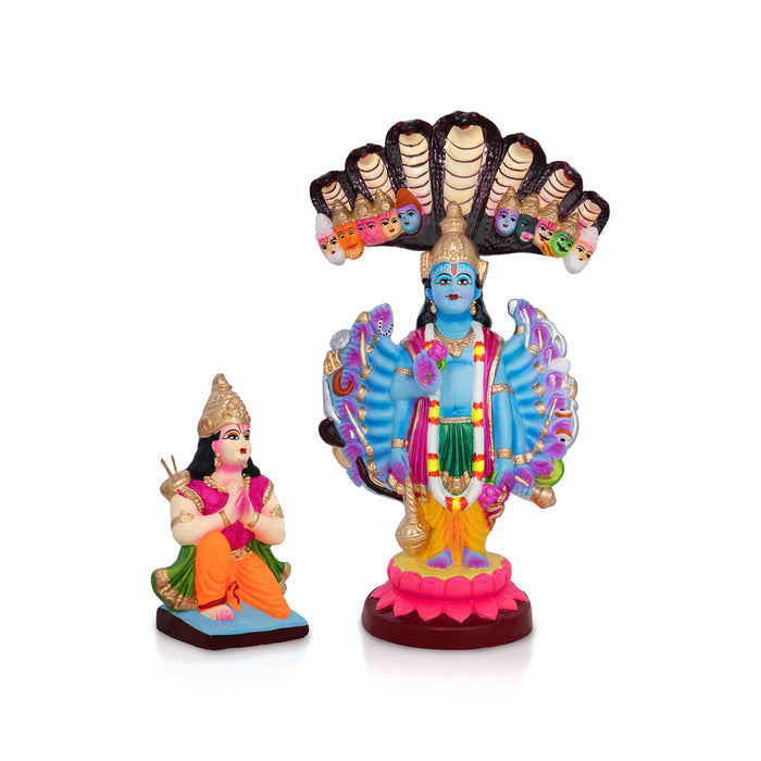 Vishnu Vishwaroopam Clay Golu Bommai - 13 x 6.5 Inches | Giri Golu Doll/ Navaratri Golu Bomma/ Gombe/ Bommai
