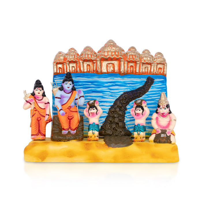 Ramayanam - Sethu Bandhanam Clay Golu Bommai Set - 8 x 9 Inches | Giri Golu Doll/ Navaratri Golu Bomma/Gombe/Bommai
